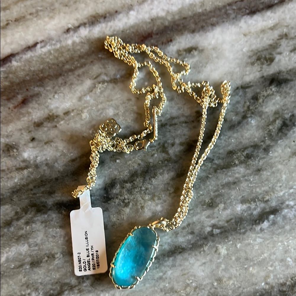Kendra Scott Gold Necklace with Blue Pendant